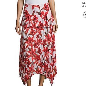 DELFI COLLECTIVE PLEATED RUFFLED MIDI SKIRT